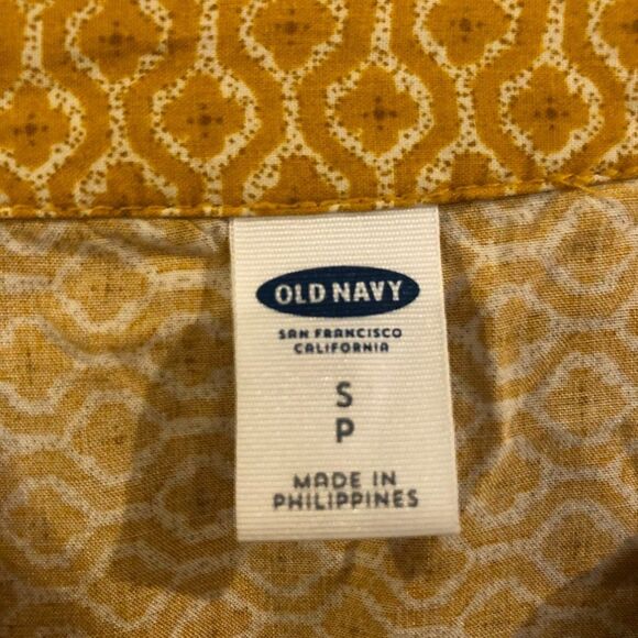 Old Navy Mustard Yellow and White Patterned Tunic Top Size Small - Picture 10 of 11